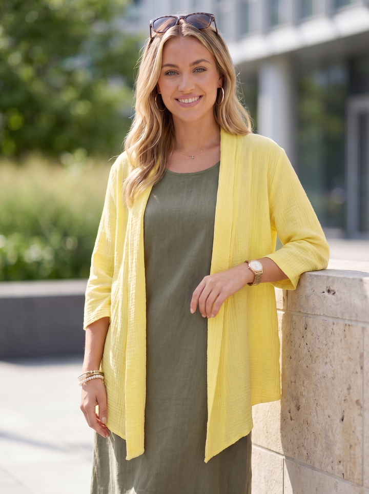 “WHITNEY” Tie Front Cover-Up yellow