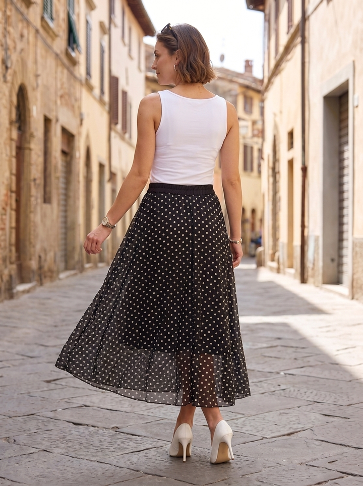 “ALEXA” Polka Dot Mesh Skirt