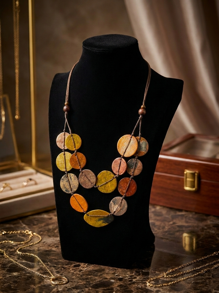 Earth Tone Disc Necklace