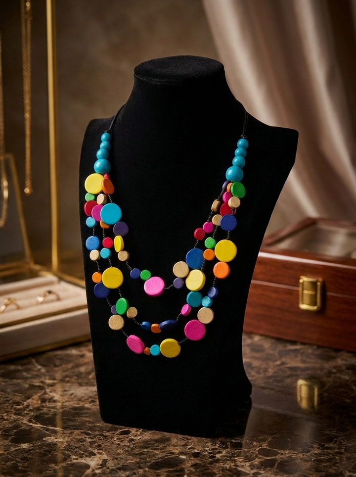 Rainbow Disc Layered Necklace