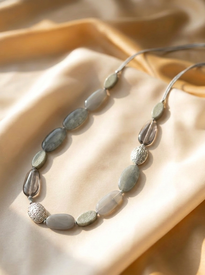Grey Pebble Statement Necklace