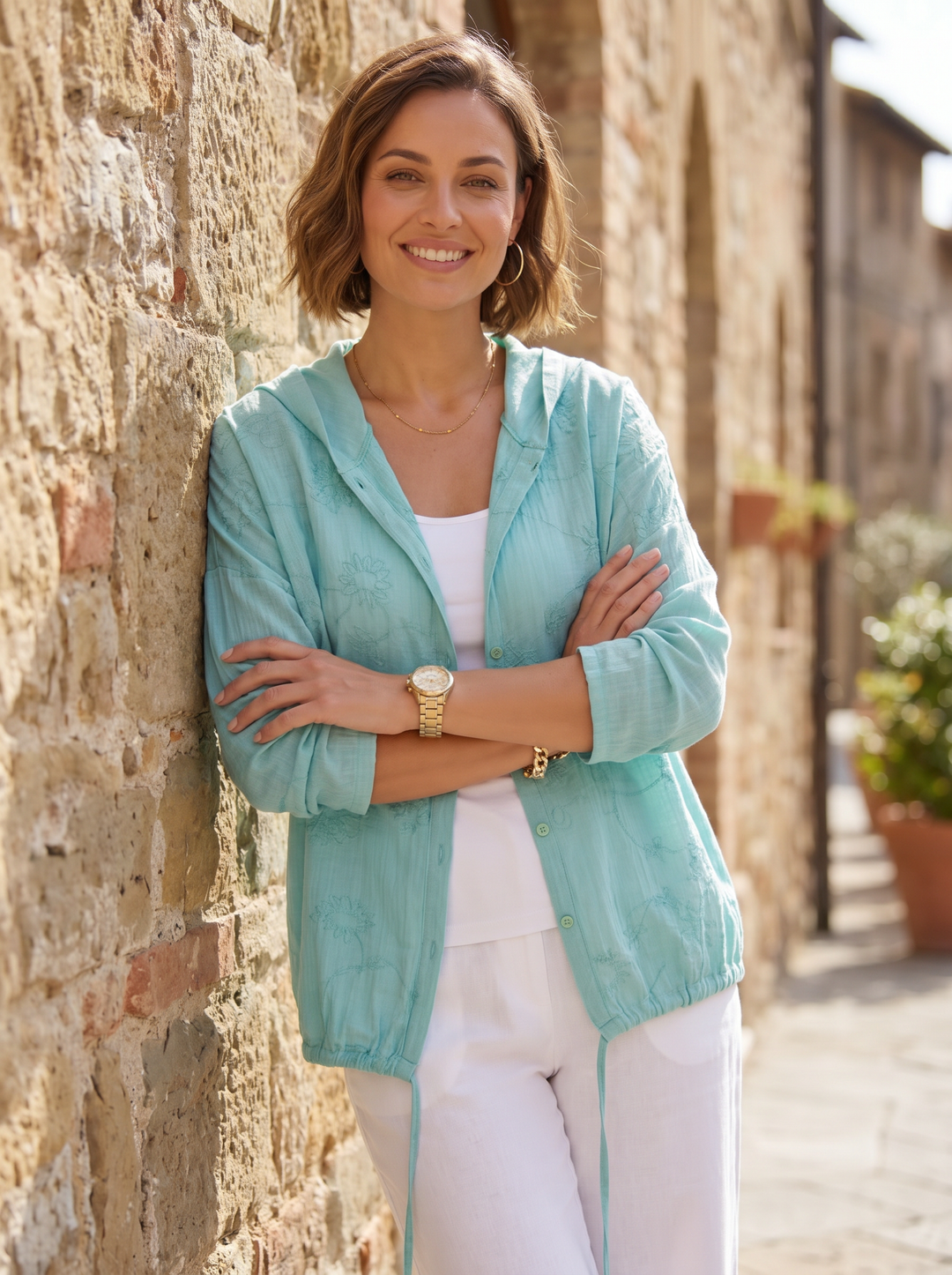 “TESSA” Relaxed Short Hooded Top / Jacket
