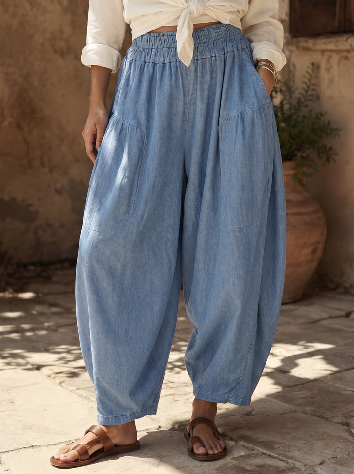 “FLORENCE” Denim Barrell Trouser - LIGHT DENIM
