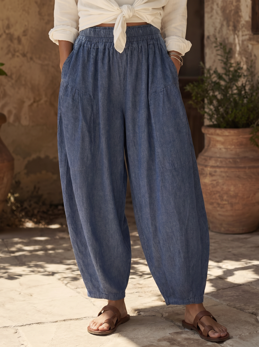 “FLORENCE” Denim Barrell Trouser - DARK DENIM
