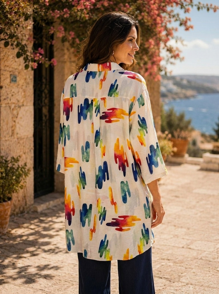 “JADA” Premium Riviera Watercolour Tunic Multicolour