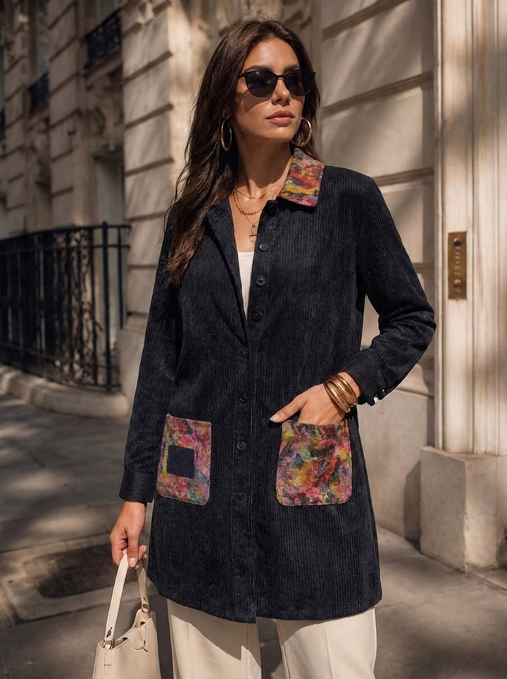 “WENDY” Premium Statement Duster Jacket navy