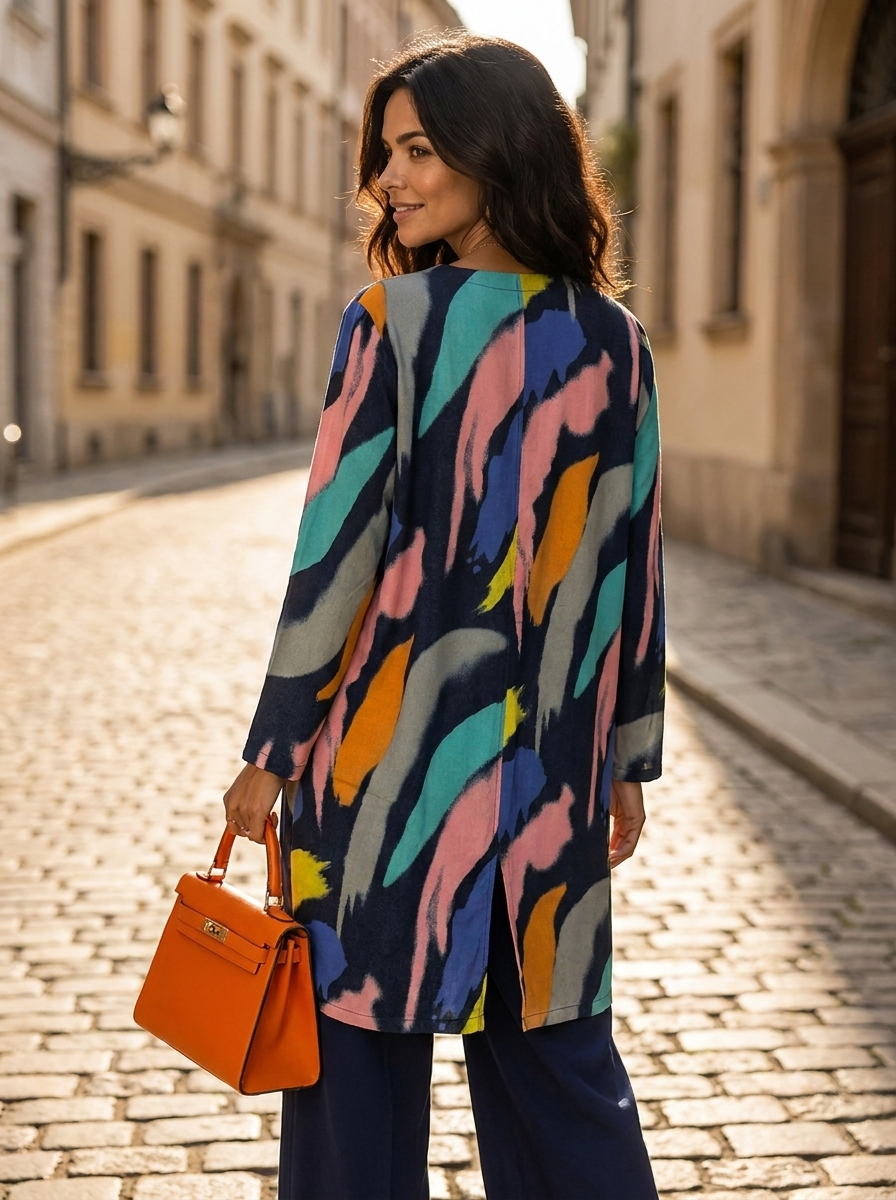 “AMELIA” Premium Abstract Denim Tunic / Dress