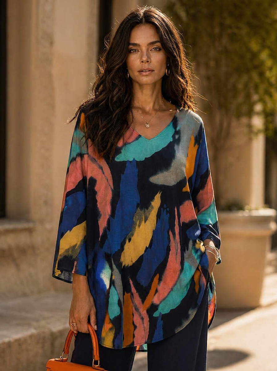 “AMELIA” Premium Abstract Denim Tunic / Dress