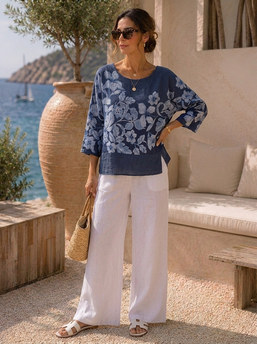 “JOANNA” Floral Print Cotton Top