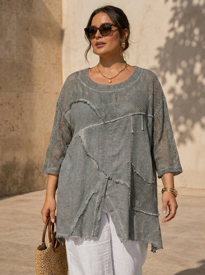 “KIM”  Premium Mesh Tunic / Top graphite grey