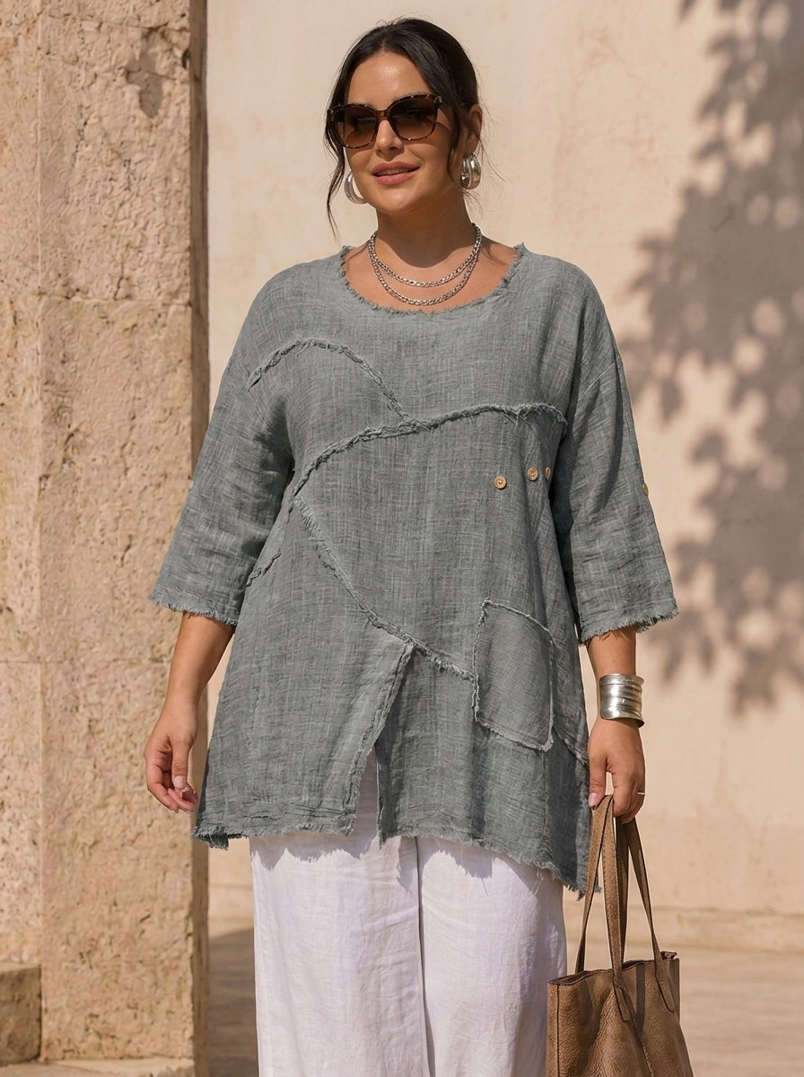 "KRISTEN” Premium Textured Tunic / Top - grey