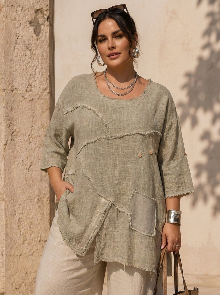 "KRISTEN” Premium Textured Tunic / Top mocha