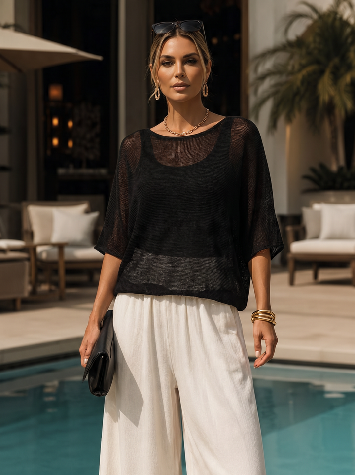 "RAYA” Fine Knit Top black