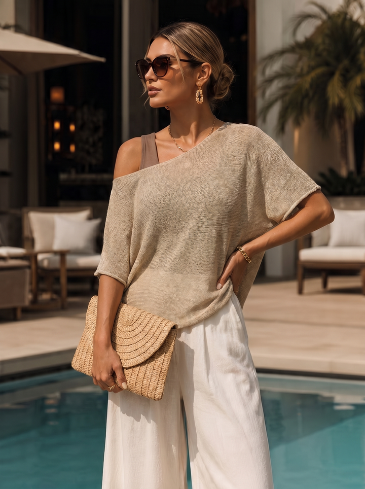 "RAYA” Fine Knit Top mocha