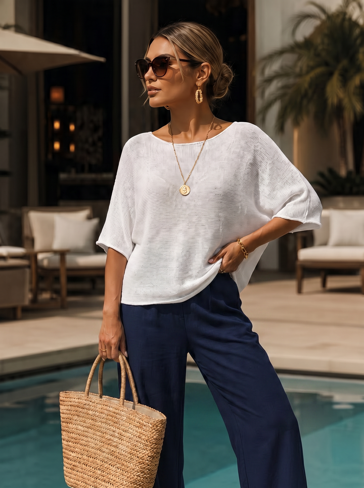"RAYA” Fine Knit Top white