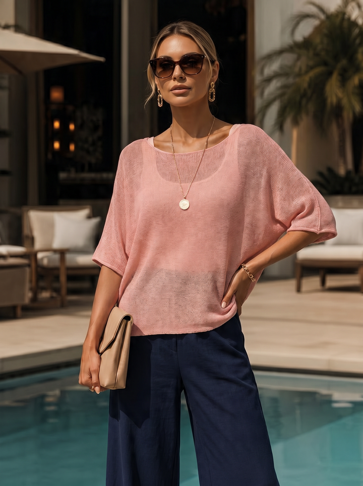 "RAYA” Fine Knit Top pink