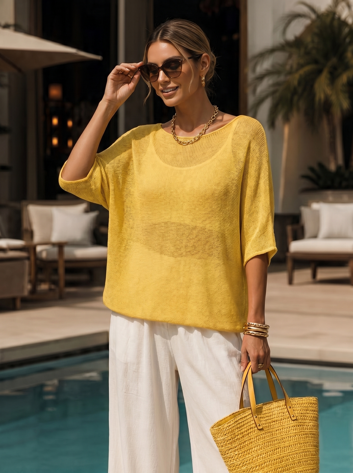 "RAYA” Fine Knit Top yellow