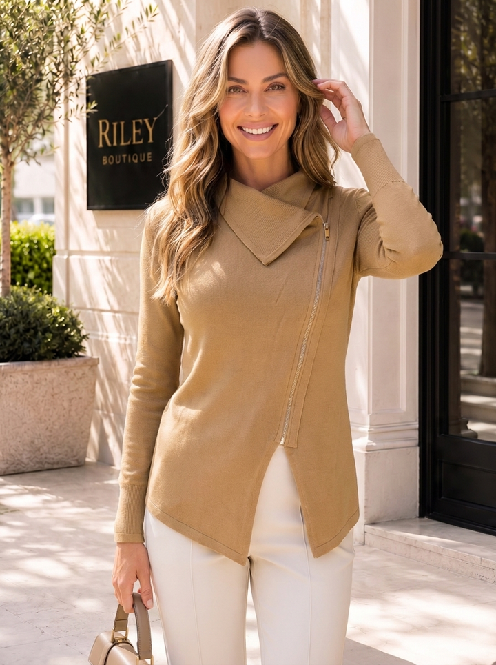 "HAYLEY" Short Biker Jacket tan