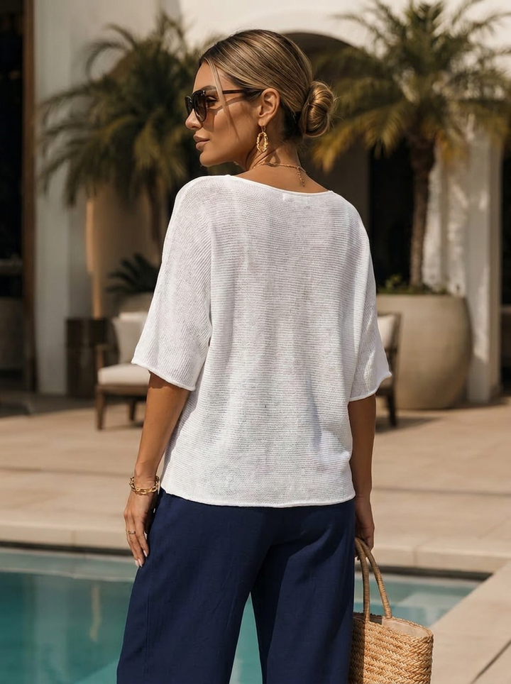 "RAYA” Fine Knit Top white