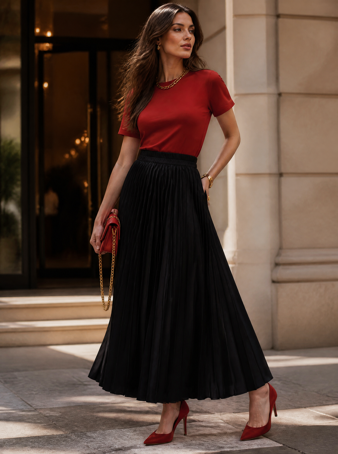 “DAISY” Pleated Skirt black