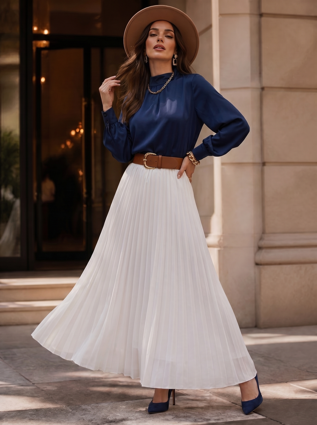 “DAISY” Pleated Skirt white