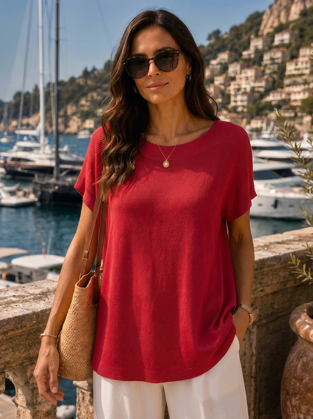 “ELLA” Fine Knit Top red