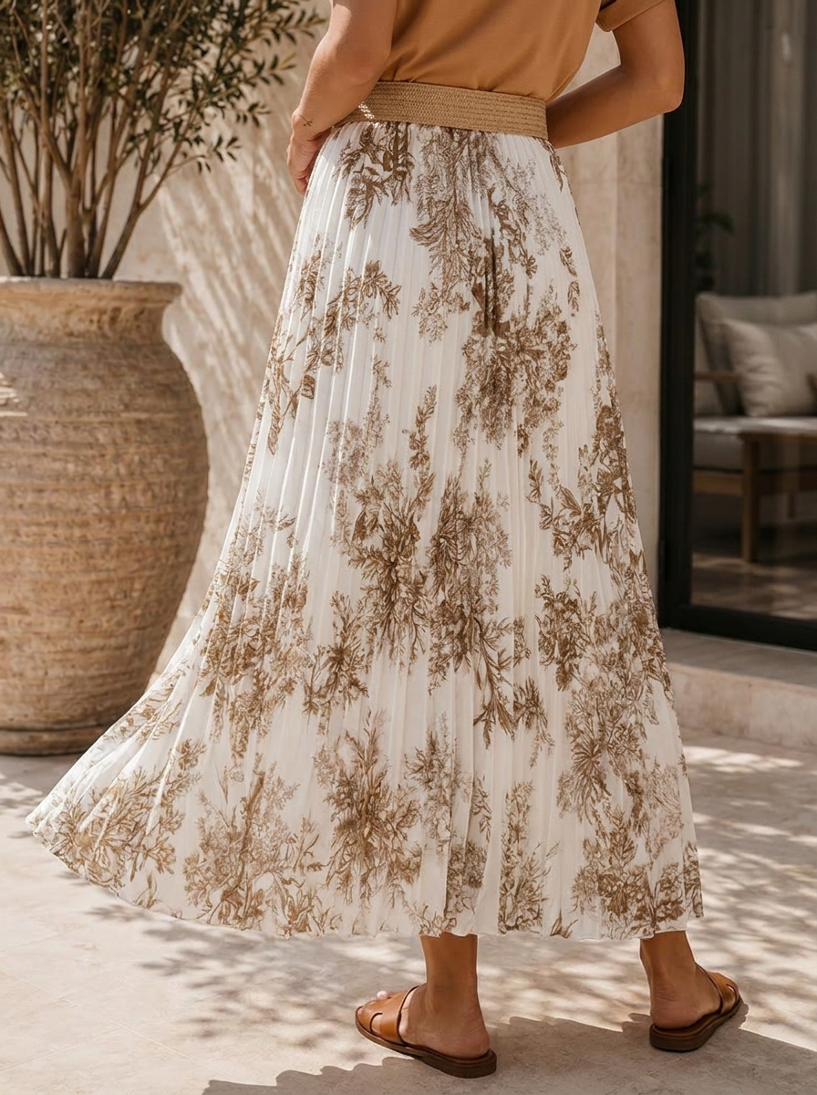 "ELODIE” Premium Botanical Print Skirt
