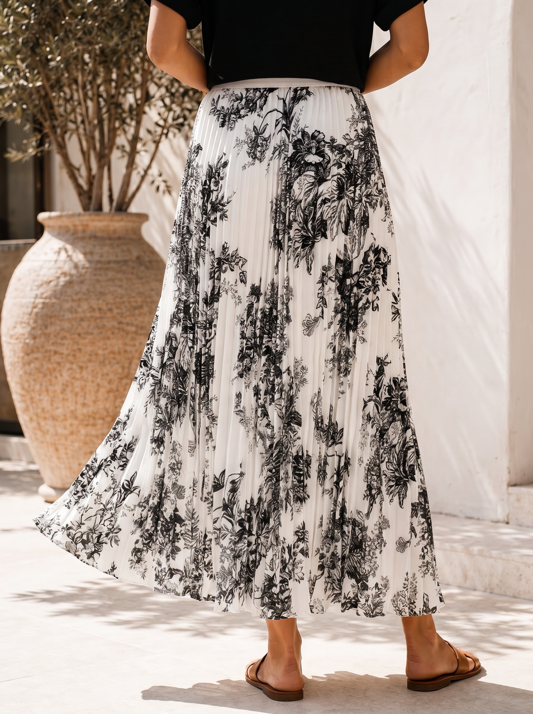 "ELODIE” Premium Botanical Print Skirt