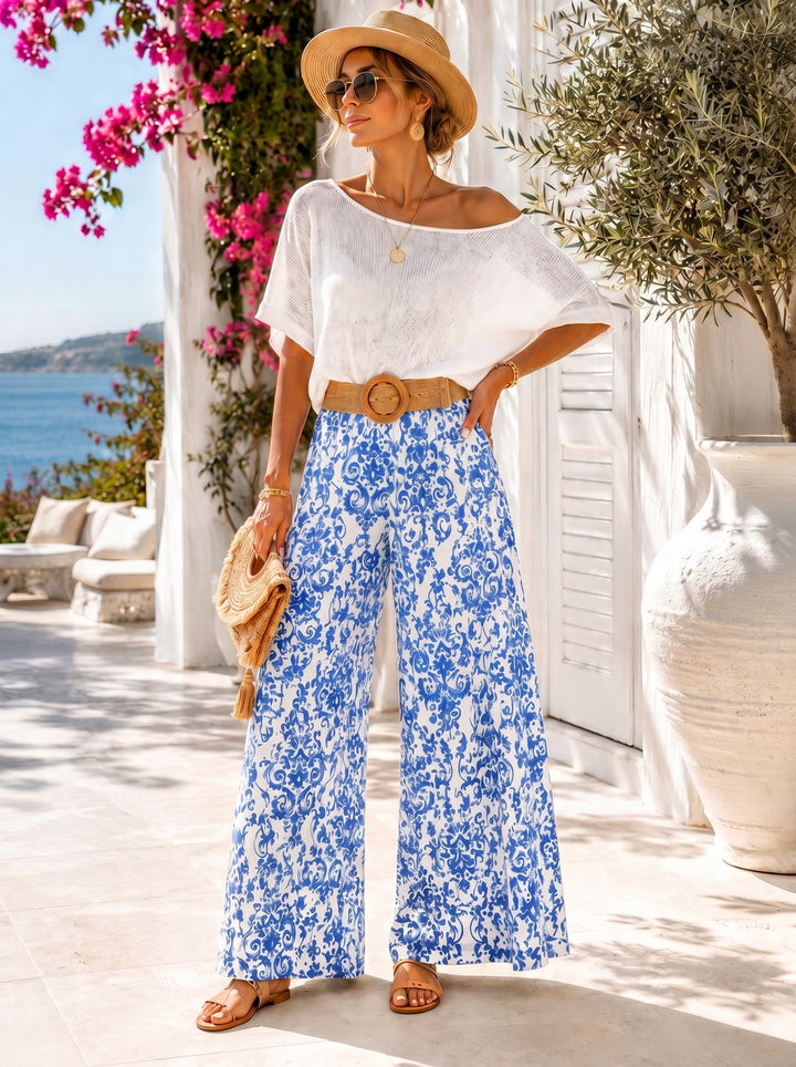 “MILLIE” Paisley Trouser blue