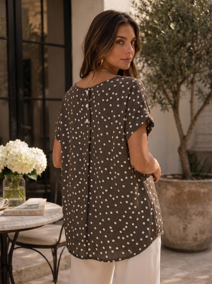 “ABBY” Polka Dot Relaxed Fit Blouse