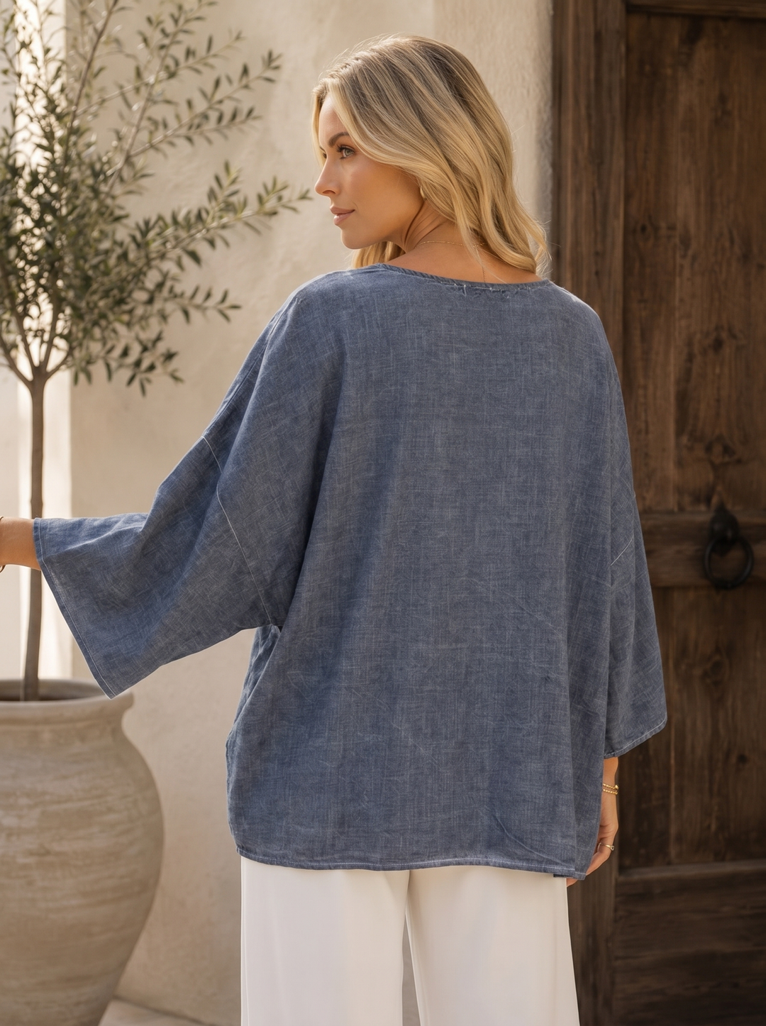 "CHRISTINE” Relaxed Fit Side Knot Top