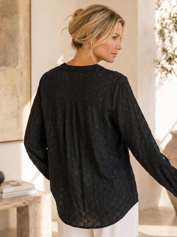 “MANDY” Textured V-Neck Blouse 
