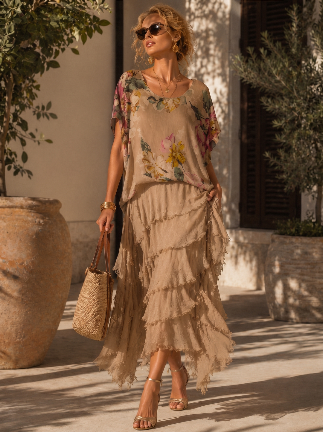 “JACKIE” Premium Tiered Silk Dress