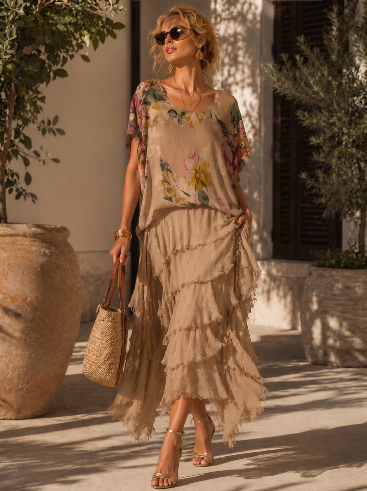 “JACKIE” Premium Tiered Silk Dress