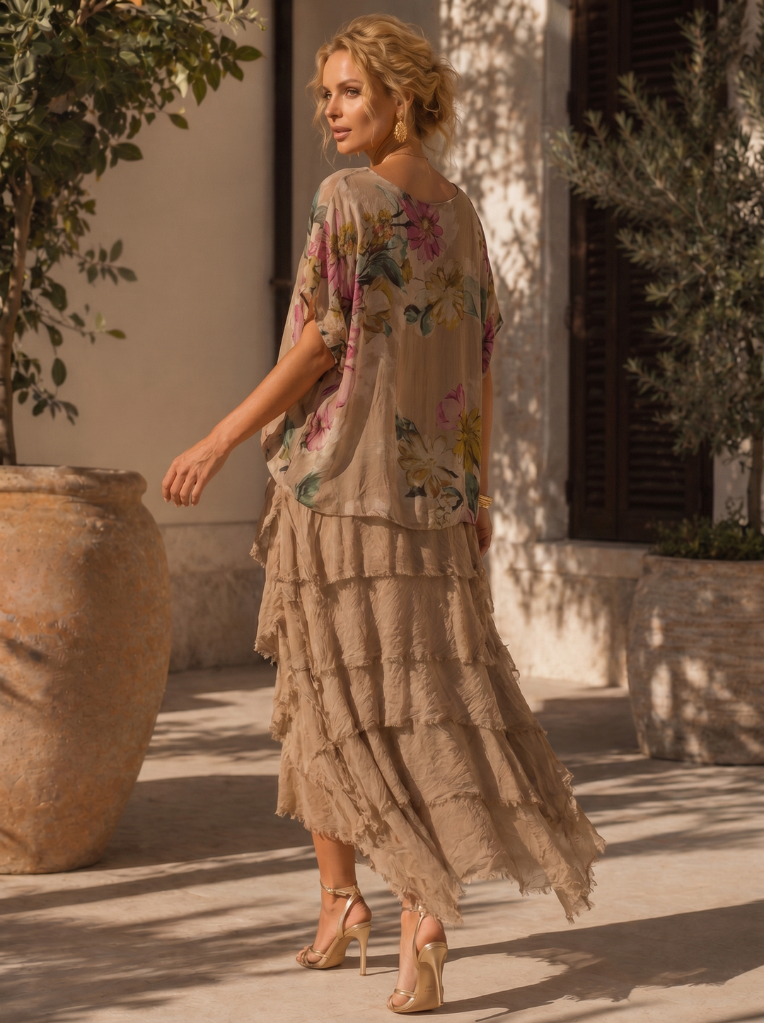 “JACKIE” Premium Tiered Silk Dress
