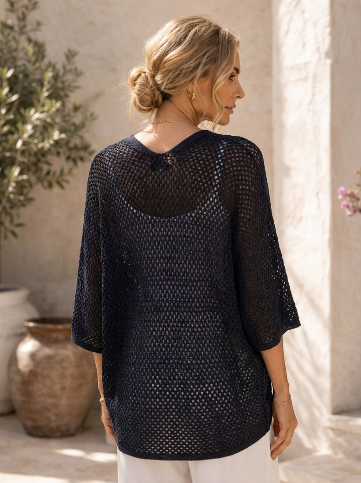 “SOPHIE” Butterfly Open Knit Layering Top
