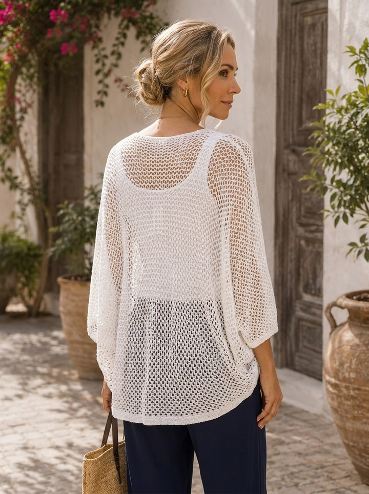 “SOPHIE” Butterfly Open Knit Layering Top