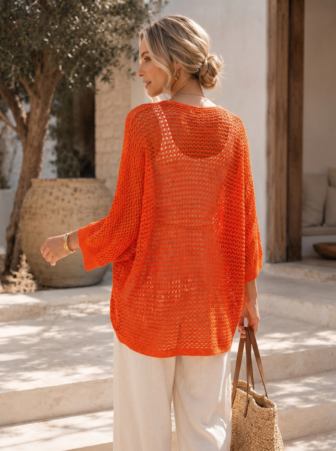 “SOPHIE” Butterfly Open Knit Layering Top