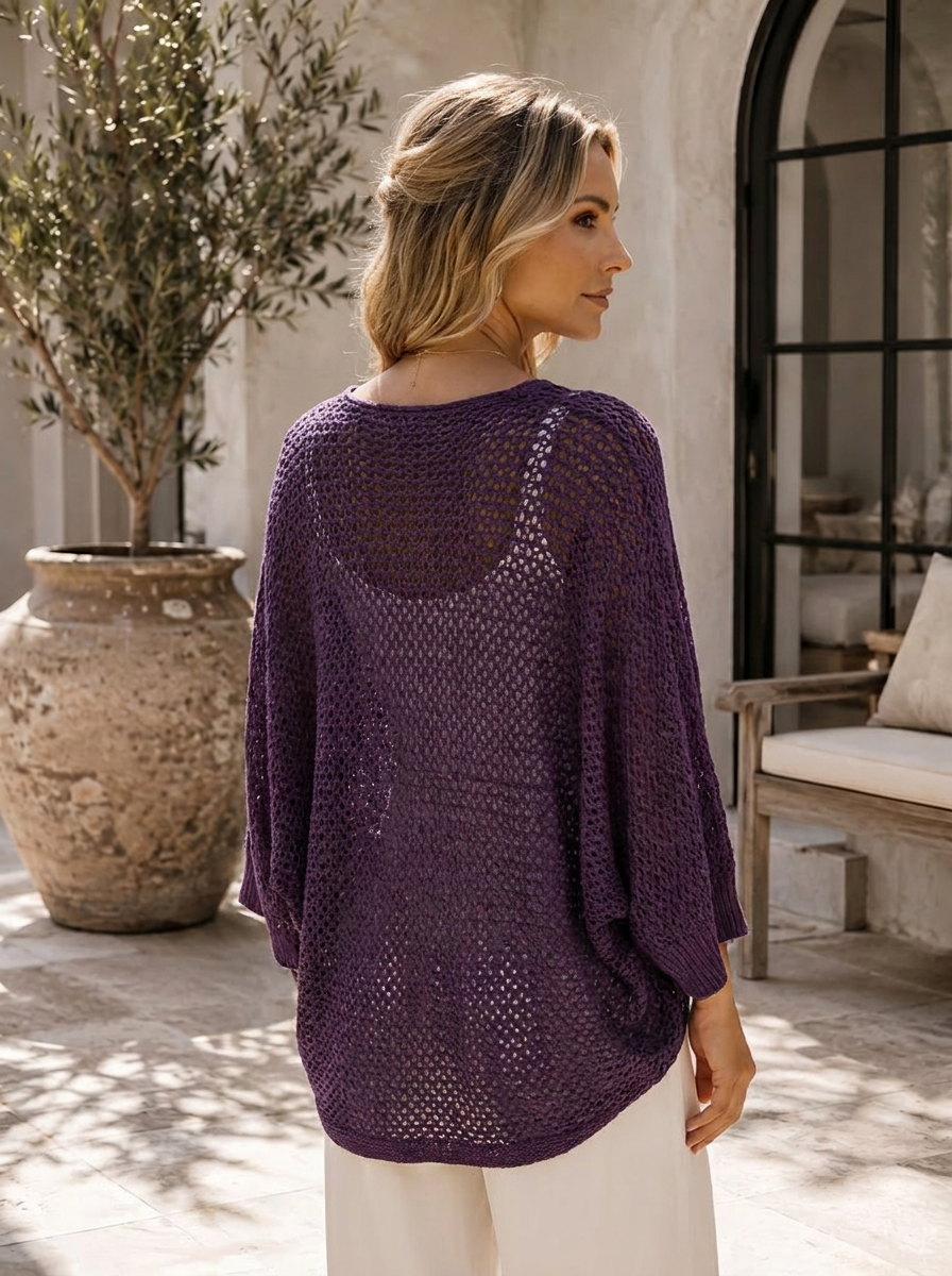 “SOPHIE” Butterfly Open Knit Layering Top