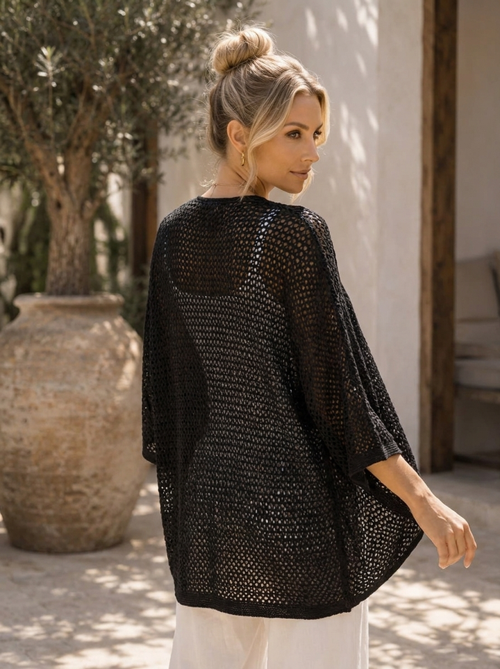 “SOPHIE” Butterfly Open Knit Layering Top