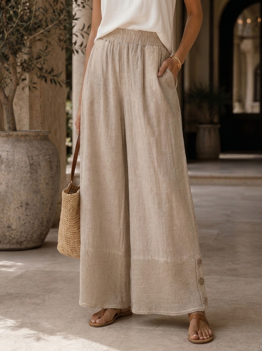 “DEBBIE” Premium High Waisted Palazzo Trouser cream