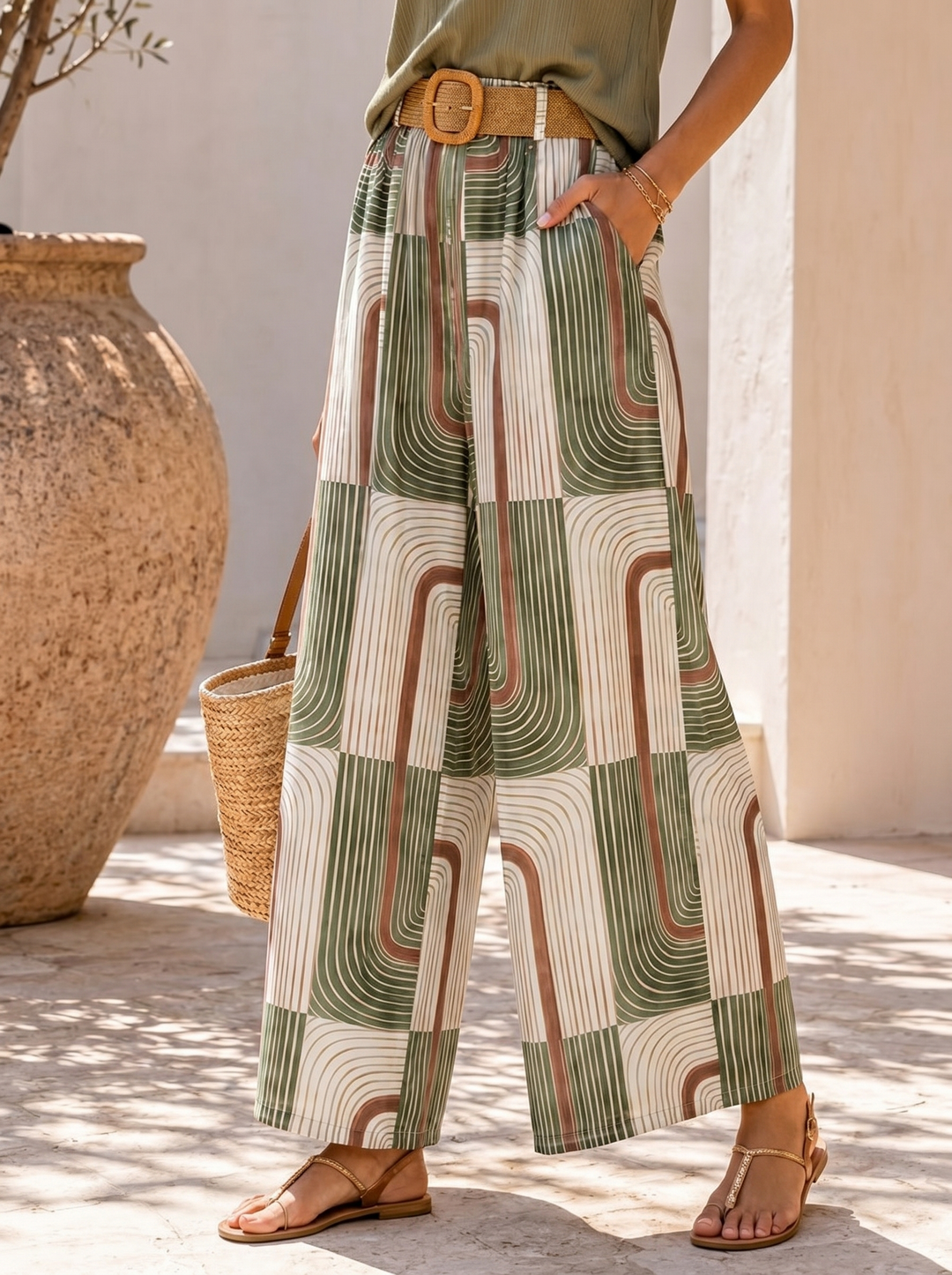 “DANIELA” Maze Print Trouser khaki 