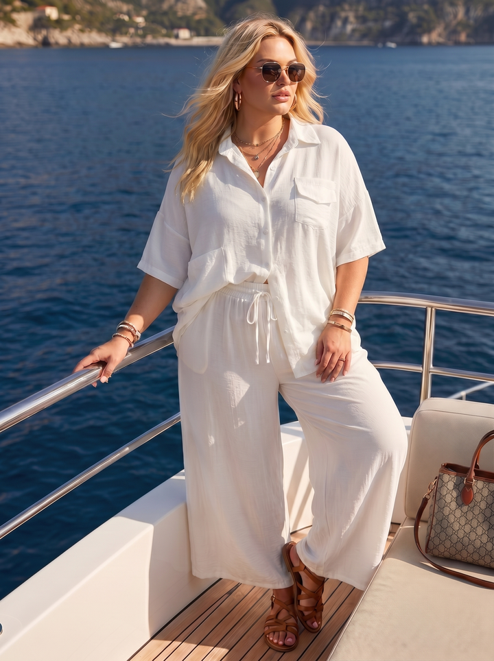 “FAYE” Relaxed Fit Co-Ord Set white