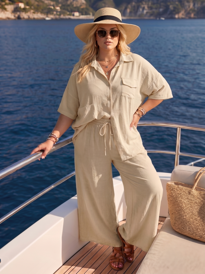 “FAYE” Relaxed Fit Co-Ord Set cream