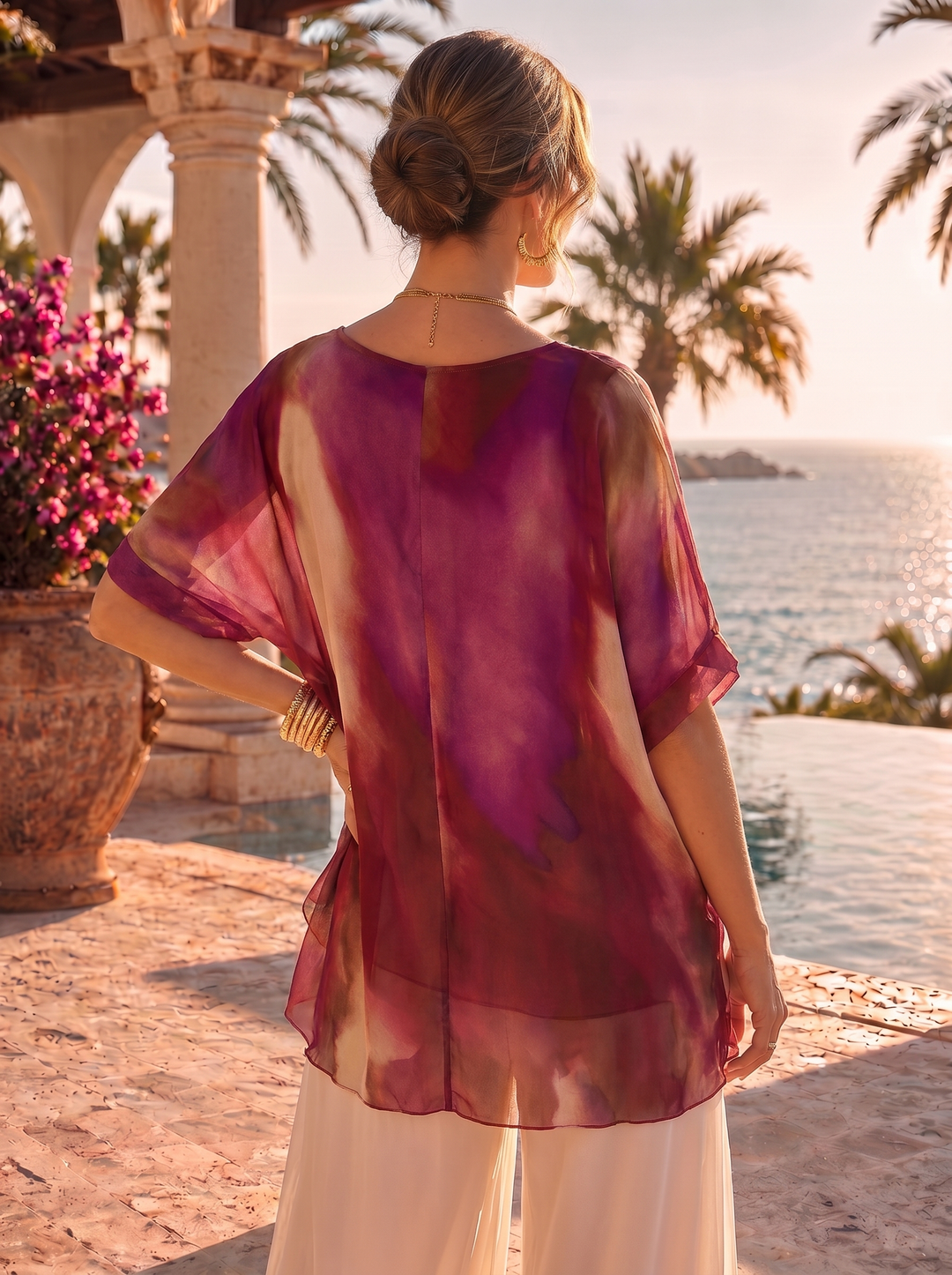 “MONIQUE” Watercolour Silk Blouse