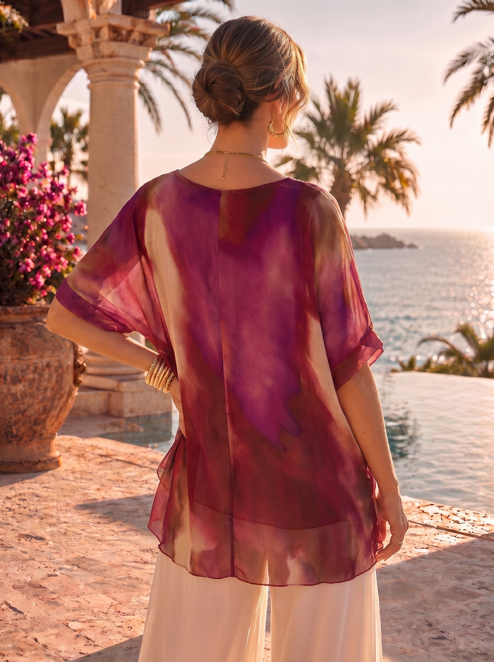 “MONIQUE” Watercolour Silk Blouse