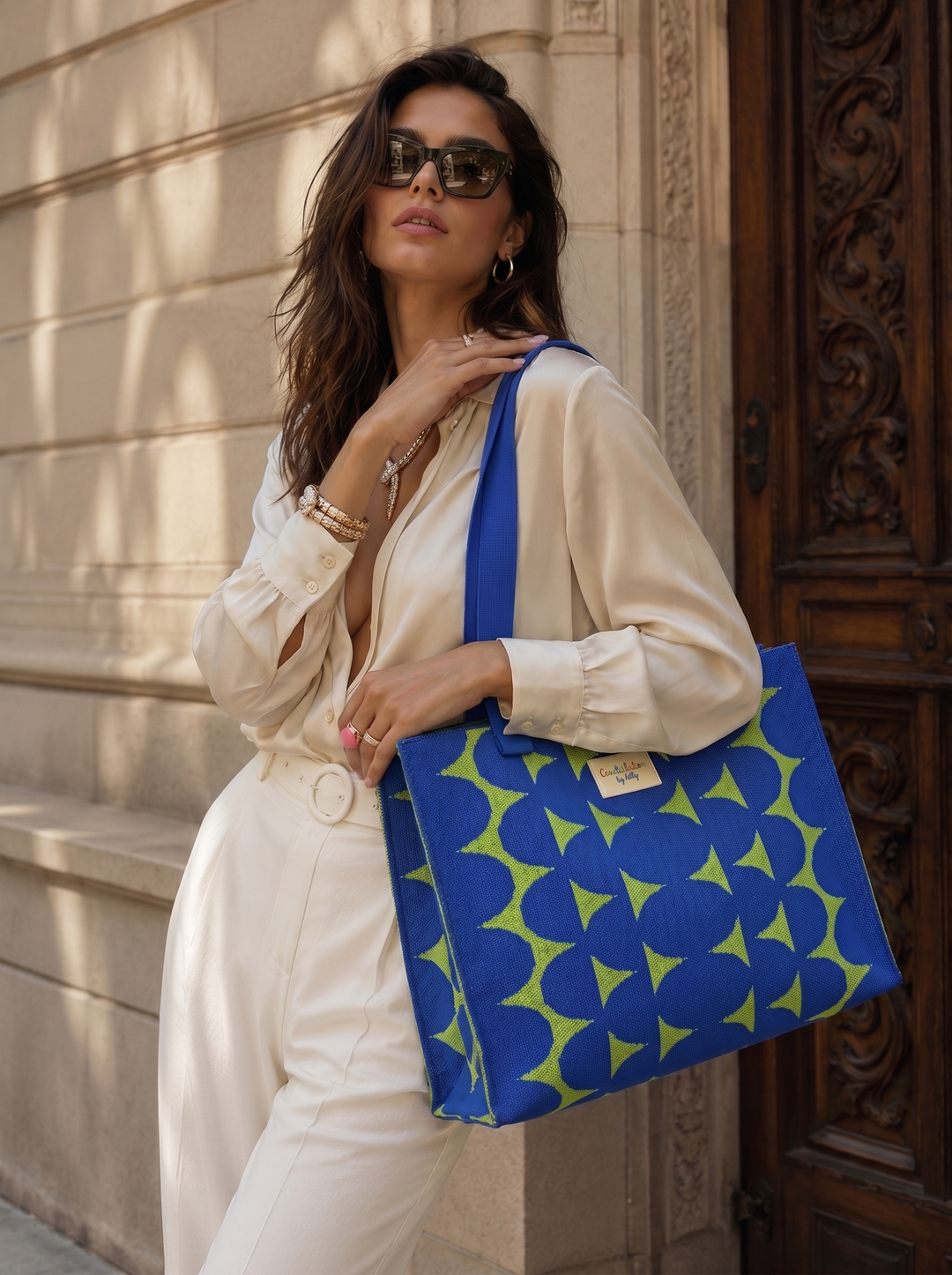 “WINDSOR COLLECTION” Statement Shopper Tote ROYAL BLUE