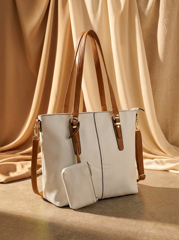 “MAYFAIR COLLECTION”  Structured Tote Bag  WHITE