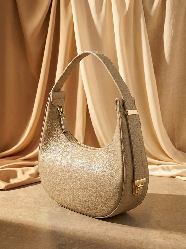 “TUSCANY Collection” MADE IN ITALY Half-Moon Leather Handbag