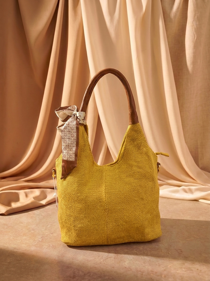 “ST.TROPEZ COLLECTION” Slouchy Hobo Tote YELLOW